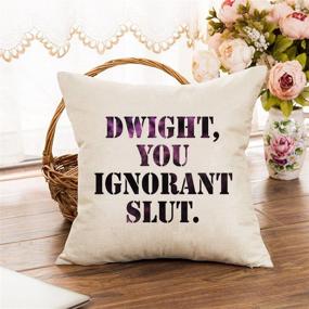 img 2 attached to 🐻 FOOZOUP The Office Dwight, You Ignorant S. Wedding Decor Farmhouse Style Cotton Linen Cushion Cover with Bears, Beets, Battlestar Galactica Words for Sofa Couch 18x18 Inch(2 Pack) - Enhanced for SEO