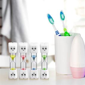 img 2 attached to 🦷 Set of 4 Smile Pattern Tooth Brushing Sand Timers for Kids - 2 Minute Toothbrush Timer, Ideal for Boys, Girls, Oral Hygiene, Oral Care Party Favors (Blue, Pink, Yellow, Green)