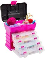 🎀 розовая рыболовная коробка juvale для женщин: органайзер с 4 ящиками и 13 отделениями для рукоделия, кукол, наборов для маникюра, шитья - 10x10 дюймов логотип