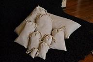 pack of 25 cotton canvas muslin bags, 10 x 12 inches, double drawstring, natural color logo