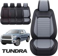 автомобильные чехлы для сидений aierxuan для пикапа toyota tundra сидячий трюк, индивидуальная посадка 2008-2022, крюмакс, двойная кабина, водонепроницаемая кожа, совместимость с подушками безопасности воздушных подушек (2 шт. спереди/черно-серый) логотип