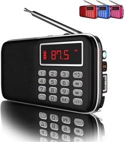 img 4 attached to 📻 QAISE AM/FM Radio with Bluetooth, MP3 Player, USB & SD Card Ports, LED Flashlights & Long-Range Transmitter: Travel Pocket Size Black Product