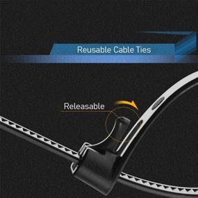 img 1 attached to 🔗 Helonge Reusable Cable Ties - 100 Pack Assorted Fastening Cable Zip Ties: 6", 8", 10", 12" Lengths, Nylon Self Locking Wire Ties