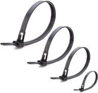 🔗 helonge reusable cable ties - 100 pack assorted fastening cable zip ties: 6", 8", 10", 12" lengths, nylon self locking wire ties logo