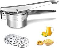 🥔 haolide stainless steel potato ricer with interchangeable ricing discs - large 14.5oz capacity for smooth mashed potatoes, fruits, vegetables, and baby food - silver logo