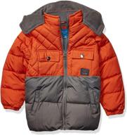 perry ellis boys' quilting mix puffer: stylish and cozy outerwear for young trendsetters logo