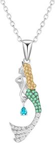 img 4 attached to 🔥 Caperci Stunning Two-Tone Sterling Silver CZ Flame Gemstone Pendant Necklace, 18''