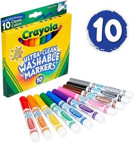 img 2 attached to 🖍️ Фломастеры Crayola Ultra Clean для детей, толстый наконечник, классические цвета, 10 штук: Беспорядок-Бесплатное Развлечение с раскраской