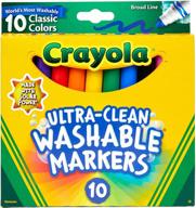 🖍️ crayola ultra clean washable markers, broad line, classic colors, 10 count: mess-free coloring fun for kids logo