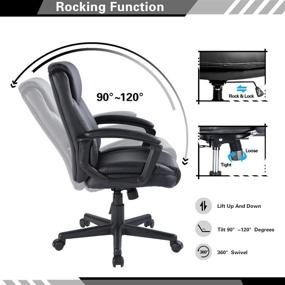 img 1 attached to 💺 Comfortable Mid Back Executive Desk Chair with Spring Cushion, Arms, and Lumbar Support – Qulomvs Computer Office Chair in Black