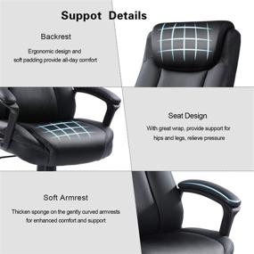 img 2 attached to 💺 Comfortable Mid Back Executive Desk Chair with Spring Cushion, Arms, and Lumbar Support – Qulomvs Computer Office Chair in Black