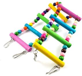 img 3 attached to 🌈 Colorful Rainbow Bridge Wooden Ladder: Perfect Bird Toys for Parrots, Macaws, African Greys, and More!