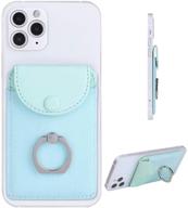 📱 frifun credit card holder with ring stand and rfid blocking - stick-on phone wallet for most smartphones - ultra-slim and secure (finger ring mint) logo