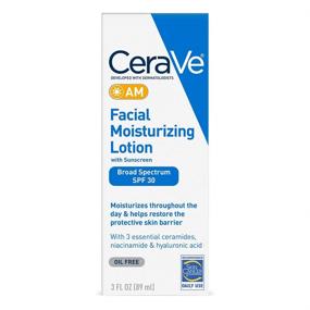 img 4 attached to CeraVe AM Facial Moisturizing Lotion SPF 30: Oil-Free Sunscreen Infused Face Moisturizer, 3oz - Non-Comedogenic Formula