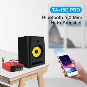 img 2 attached to Компактный Bluetooth 5.0 мини-устройство усиления стерео-звука для домашних колонок - 50W x 2, усилитель Class D Hi-Fi с регулировкой басов и высоких частот (красный)