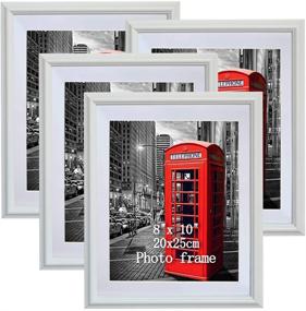 img 4 attached to 🖼️ Add Elegance to Your Memories with PETAFLOP 8x10 White Picture Frame Set - Matted for 8x10 Prints, Pack of 4