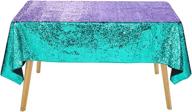 🌸 lavender sequin tablecloth: reversible turquoise elegance for your event logo