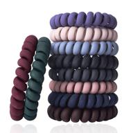 🌈 multicolor hair ties for thick hair - 10 pack, coil elastics for women and girls, no crease spiral hair coils, matte finish telephone cord plastic hair ties logo