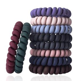 img 2 attached to 🌈 Multicolor Hair Ties for Thick Hair - 10 Pack, Coil Elastics for Women and Girls, No Crease Spiral Hair Coils, Matte Finish Telephone Cord Plastic Hair Ties