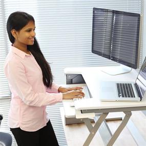 img 2 attached to 🖥️ Ergotron WorkFit-T Standing Desk Converter: Dual Monitor Sit Stand Desk Riser for Tabletops – 35 Inch Width, White – Enhanced Productivity and Versatility