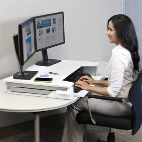 img 1 attached to 🖥️ Ergotron WorkFit-T Standing Desk Converter: Dual Monitor Sit Stand Desk Riser for Tabletops – 35 Inch Width, White – Enhanced Productivity and Versatility