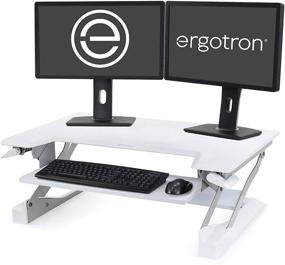 img 4 attached to 🖥️ Ergotron WorkFit-T Standing Desk Converter: Dual Monitor Sit Stand Desk Riser for Tabletops – 35 Inch Width, White – Enhanced Productivity and Versatility