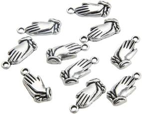 img 2 attached to 🙏 120-Piece Antique Silver Religious Prayer Charms: Praying Hands Pendants Bulk for Bracelets & Jewelry Making