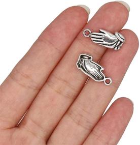 img 3 attached to 🙏 120-Piece Antique Silver Religious Prayer Charms: Praying Hands Pendants Bulk for Bracelets & Jewelry Making