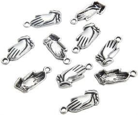 img 4 attached to 🙏 120-Piece Antique Silver Religious Prayer Charms: Praying Hands Pendants Bulk for Bracelets & Jewelry Making