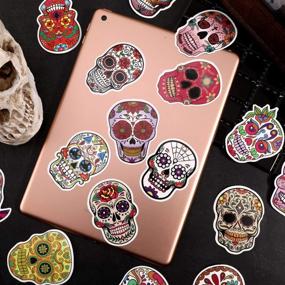 img 2 attached to 💀 120 Dia de los Muertos Skull Stickers - Halloween Sugar Skull Decals for Laptop, Water Bottle, Luggage, Bike, Computer