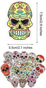 img 3 attached to 💀 120 Dia de los Muertos Skull Stickers - Halloween Sugar Skull Decals for Laptop, Water Bottle, Luggage, Bike, Computer