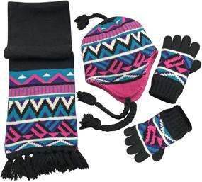 img 4 attached to 🧣 Fashionable Knitted Fuchsia Accessories for Girls aged 9-12: NIce Caps Collection