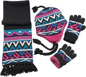 img 3 attached to 🧣 Fashionable Knitted Fuchsia Accessories for Girls aged 9-12: NIce Caps Collection