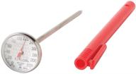 taylor precision products instant read analog kitchen thermometer with red pocket sleeve clip - ideal for meat, food, grill, bbq cooking - 1 inch dial logo