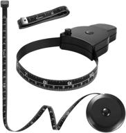 📏 3-piece 60-inch body measuring tape set with lock pin, push button retract, soft tape for sewing, tailoring, fabric measurement - convenient black color logo