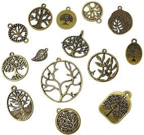 img 2 attached to 🌳 JIALEEY 35 PCS Mixed Tree of Life Charms: DIY Necklace, Bracelet Making, Antique Silver & Bronze Tones