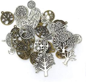 img 1 attached to 🌳 JIALEEY 35 PCS Mixed Tree of Life Charms: DIY Necklace, Bracelet Making, Antique Silver & Bronze Tones