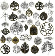 🌳 jialeey 35 pcs mixed tree of life charms: diy necklace, bracelet making, antique silver & bronze tones logo