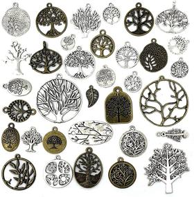 img 4 attached to 🌳 JIALEEY 35 PCS Mixed Tree of Life Charms: DIY Necklace, Bracelet Making, Antique Silver & Bronze Tones