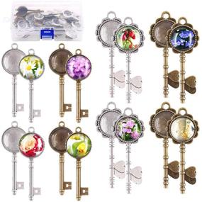 img 4 attached to 🔑 Swppet 48Pcs 2 Styles Keys Pendant Trays Kit: Bronze Vintage & Sliver Keys with Glass Dome Tiles Cabochon