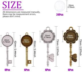 img 3 attached to 🔑 Swppet 48Pcs 2 Styles Keys Pendant Trays Kit: Bronze Vintage & Sliver Keys with Glass Dome Tiles Cabochon