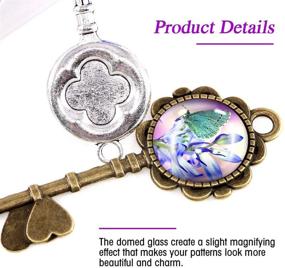 img 2 attached to 🔑 Swppet 48Pcs 2 Styles Keys Pendant Trays Kit: Bronze Vintage & Sliver Keys with Glass Dome Tiles Cabochon