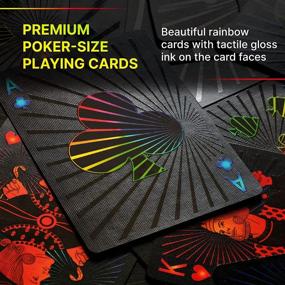 img 3 attached to 🃏 Premium Playing Cards: Deck with Free Card Game eBook, Cool Prism Gloss Ink, Great Poker Cards in Unique Bright Rainbow & Red Colors for Kids & Adults - Black Playing Cards Games