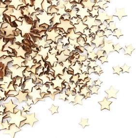 img 1 attached to 🌟 500PCS Mini Wooden Star Slices Mixed Sizes, Blank Star Shape Embellishments, Xmas Tree Stars Snowflake Unfinished Wood Cutouts Crafts (5 Sizes)