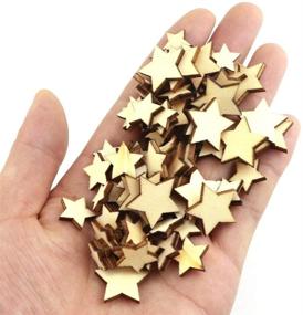 img 2 attached to 🌟 500PCS Mini Wooden Star Slices Mixed Sizes, Blank Star Shape Embellishments, Xmas Tree Stars Snowflake Unfinished Wood Cutouts Crafts (5 Sizes)