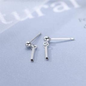 img 1 attached to 💎 Sterling Silver Dangle Stud Earrings for Women and Girls - Minimalist Statement Ball Cartilage Ear Studs for Sensitive Ears - Simple Chic Post Piercing Earring - Cute Jewelry Gift for Xmas Party