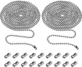 img 4 attached to 🔗 TecUnite 2-Piece Beaded Pull Chain Extension Set: 3.2mm, 3-Meter Beaded Roller Chain with 10 Matching Connectors in Silver