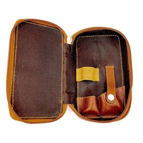 img 2 attached to 🧳 Parker Safety Razor SADDLE BROWN Genuine Leather Zippered Travel Case with Compartment - Ideal for Double Edge Safety Razors and Blades