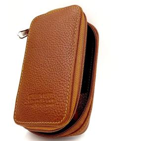 img 4 attached to 🧳 Parker Safety Razor SADDLE BROWN Genuine Leather Zippered Travel Case with Compartment - Ideal for Double Edge Safety Razors and Blades