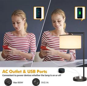 img 2 attached to 💡 Versatile and Modern Table Lamp with USB Ports, AC Outlet, and Stepless Dimming – Perfect for Bedside, Nightstand, Desk or Side Table in Living Room or Bedroom – Includes 8W Bulb